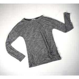 Athleta Sz XS Women's Heather Gray Long Sleeve Activewear Top Twist at Front Hem